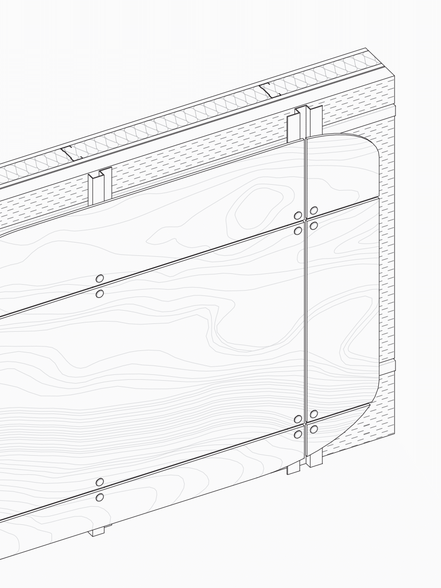 Exposed fastening with screws or rivets for facades — Parklex Prodema