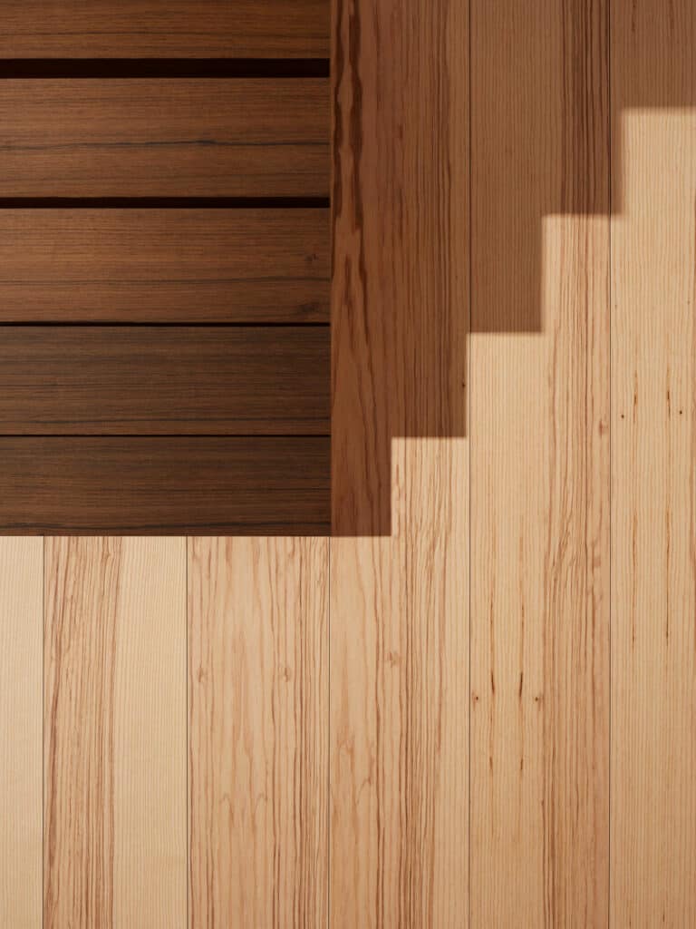 Maintenance-free timber floorboards recommended for high-traffic zones. The water-resistant surface treatment allows installation in areas coming into frequent contact with water.