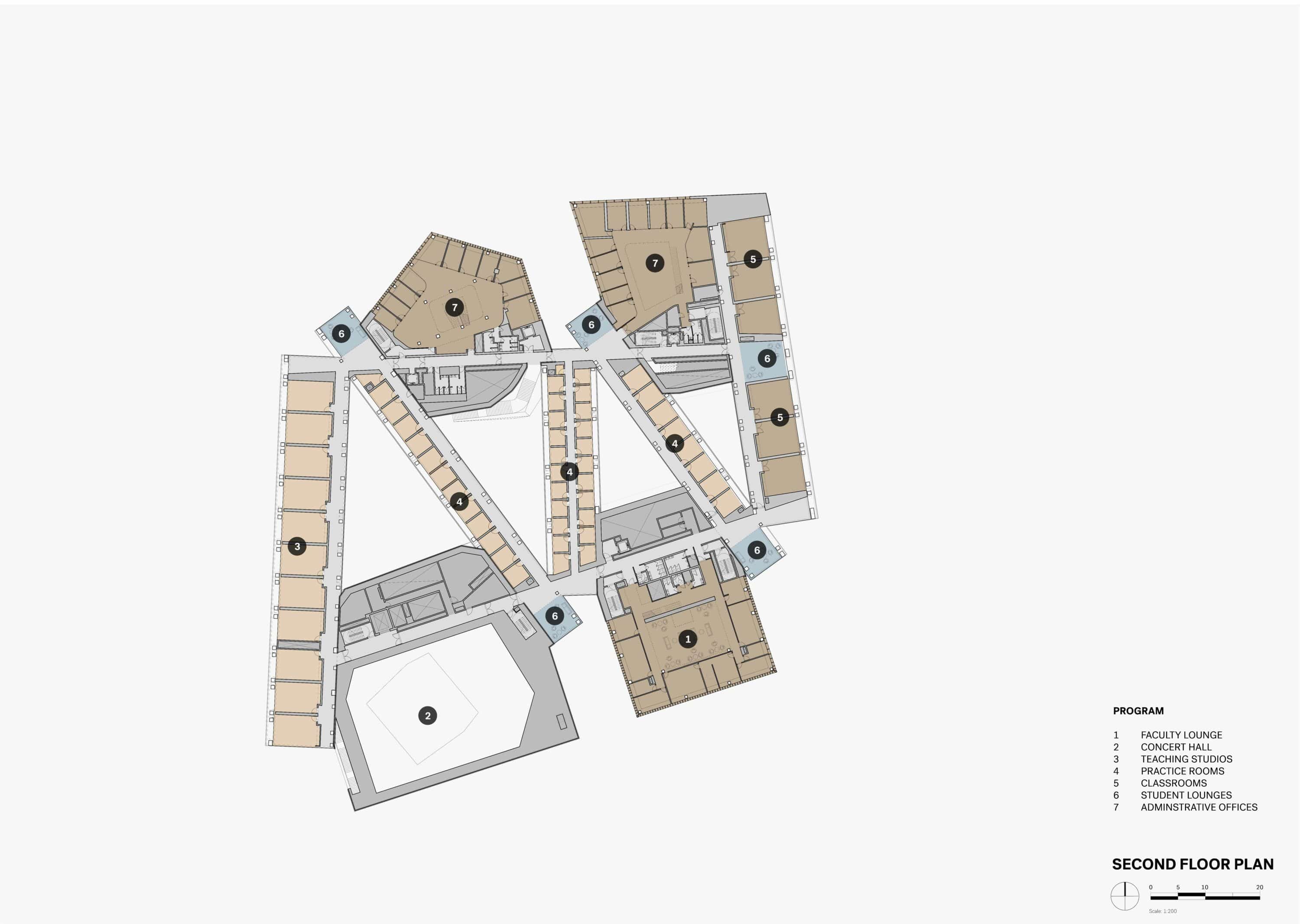 L'extérieur du bâtiment déploie des panneaux en bois Parklex Prodema pour une architecture de finition rustique, qui sont hautement résistants, durables et provenant de sources durables.