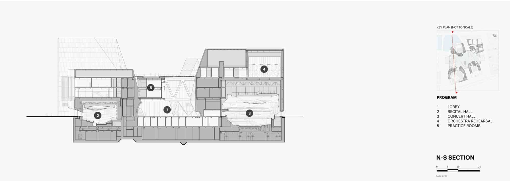 The building's exterior utilizes Parklex Prodema timber panels in a rustic architectural finish, known for their high resistance, durability, and sustainable sourcing.