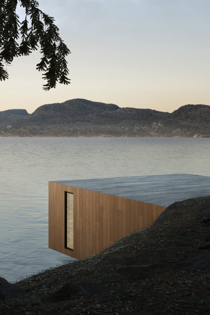 Instalación vertical de lamas de madera Parklex Prodema para fachadas exteriores resistentes a la intemperie y sin mantenimiento
