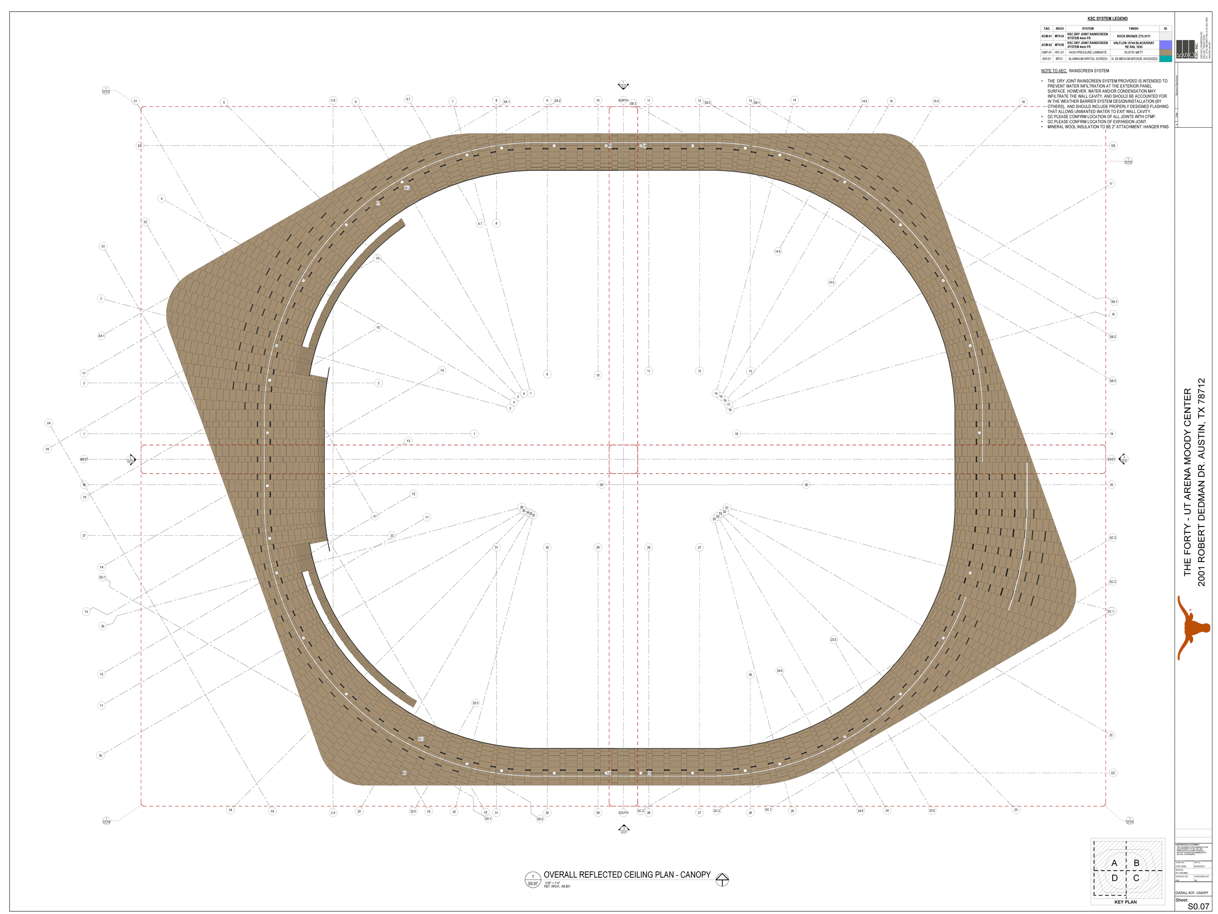 Natural wood panelling interior and exterior at Moody Center University of Texas Austin