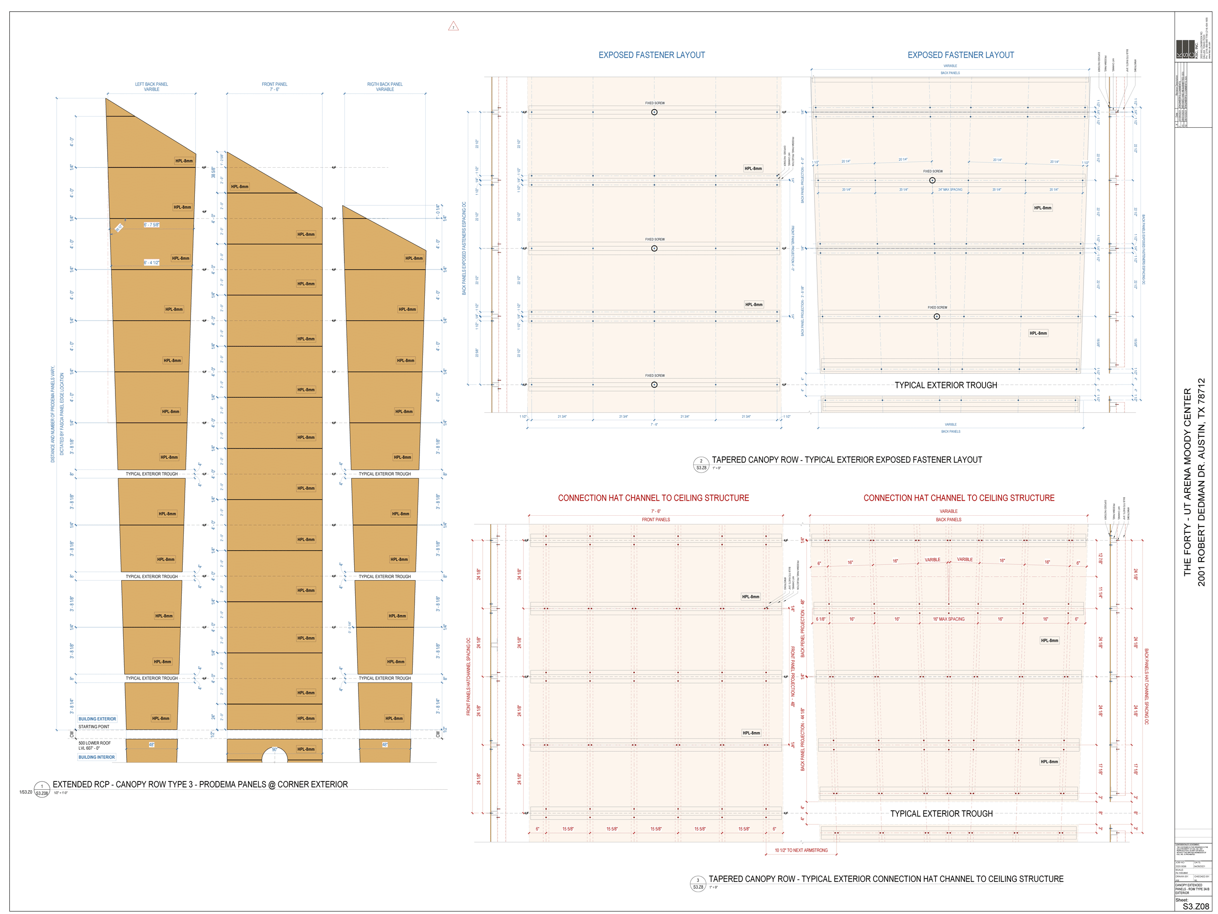 Natural wood panelling interior and exterior at Moody Center University of Texas Austin